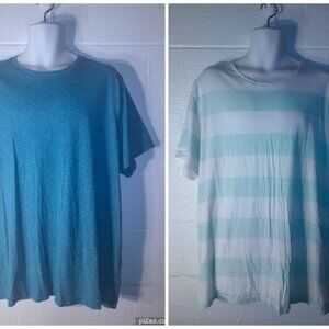 Old Navy Soft Washed Men's XXL T-Shirts Set of 2 Aqua Blue White Casual Shirts